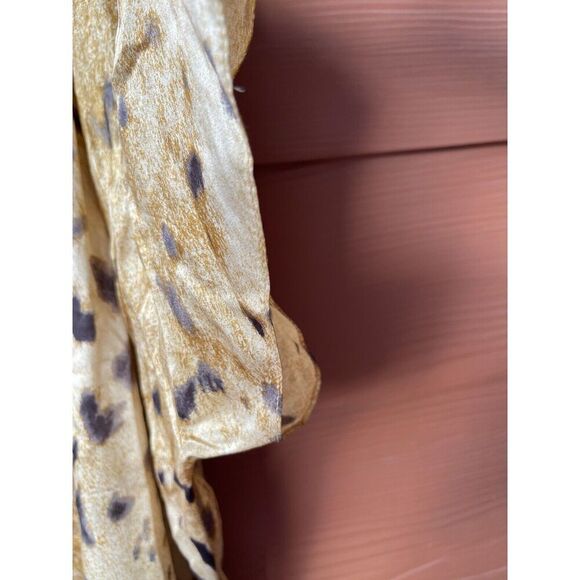 Shamask Animal Print Silk Top Brown  One Size - Picture 2 of 7